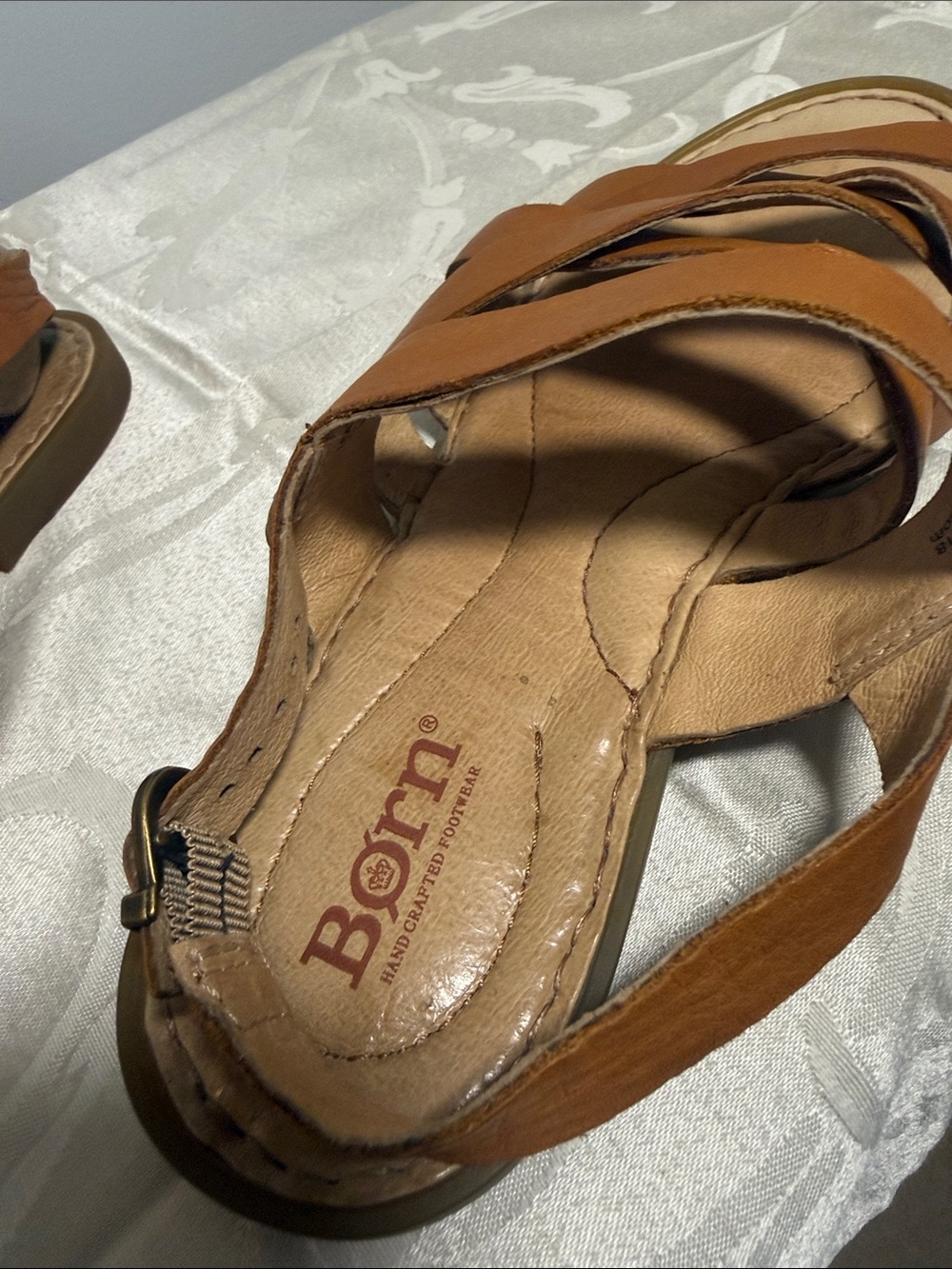 Born Cognac Leather Strappy Sandals - Picture 2 of 6